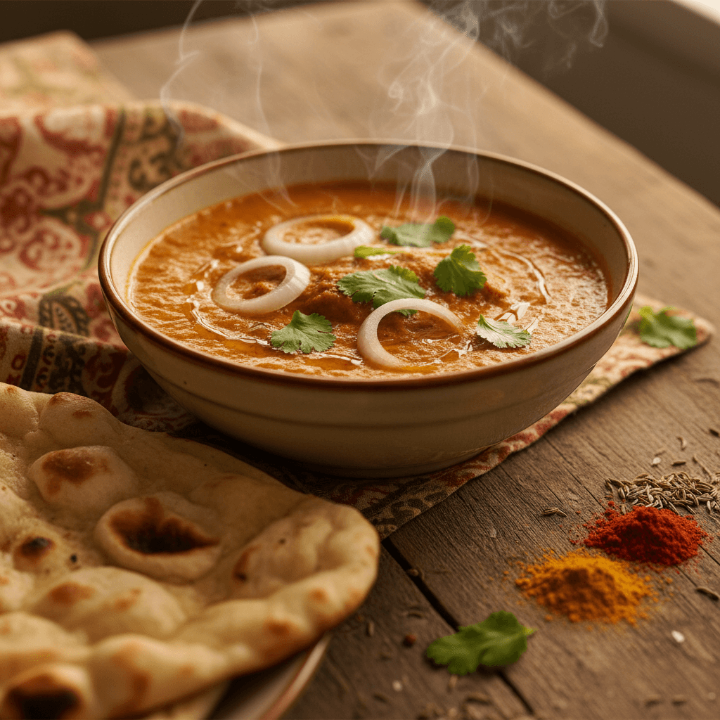 Beautifully plated Punjabi chaap dish with fresh herbs and artistic presentation